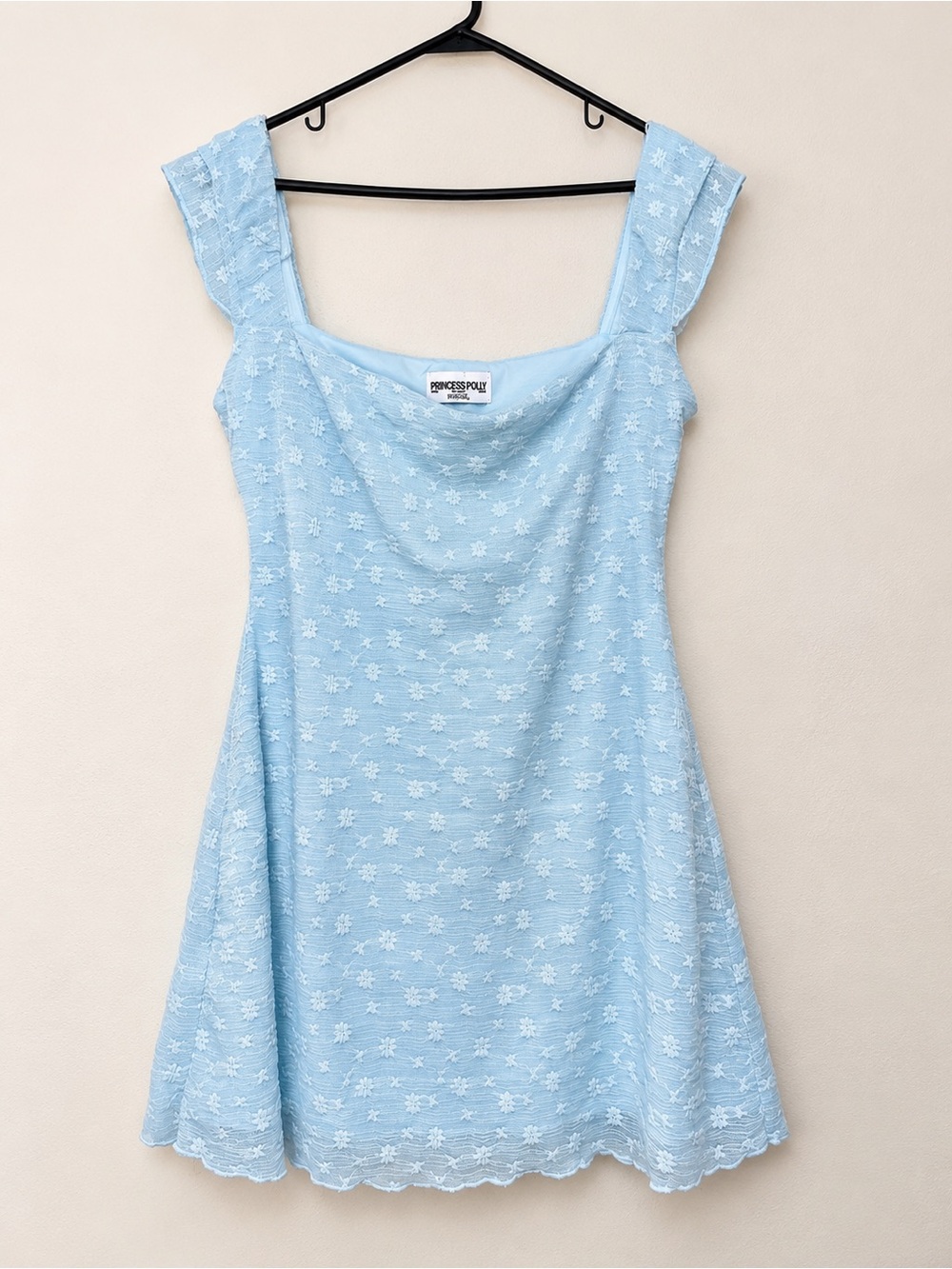 Princess Polly Powder Blue Floral Lace Mini Dress